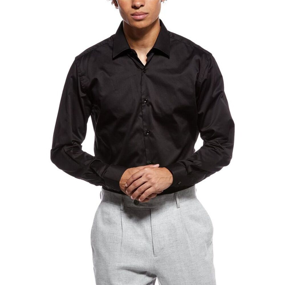 Tahari Mens  Modern Fit Dress Shirt, Black